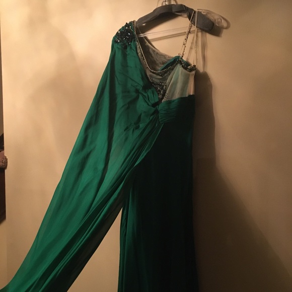 Alberto Makali Green Long Silk Gown Size 8 - Picture 8 of 16